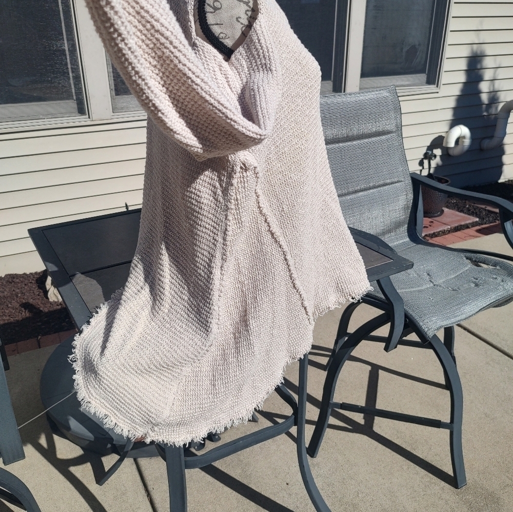 Kaisely XL Cold Shoulder Cream Sweater! Baggy patchwork distressed - Picture 10 of 15